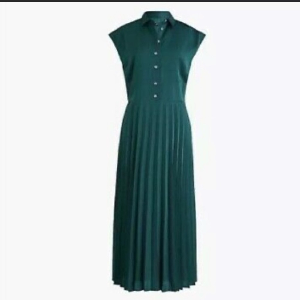 NWT J. Crew Pleated Satin Midi Dress